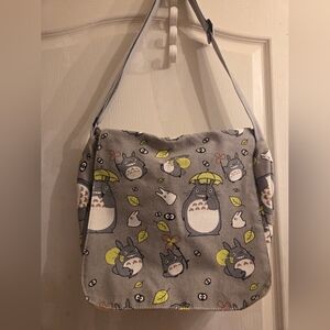 Gray Totoro Patterned Messenger Bag